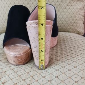 STUART WEITZMAN Margarite Sandal Black Suede Glazed Heel Slide